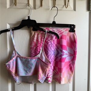 Pink and Purple Geometric Women's Sleepwear Set